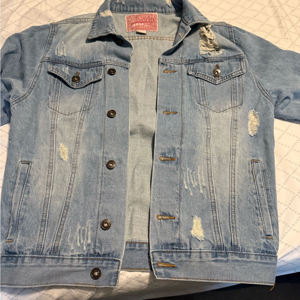 Light Wash Distressed Denim Jacket